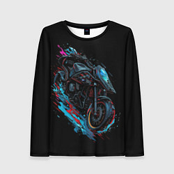 Женский лонгслив Мотоцикл в стиле киберпанк