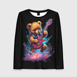 Женский лонгслив Большой плюшевый медведь играет на гитаре