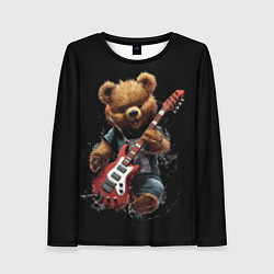 Женский лонгслив Большой плюшевый медведь играет на гитаре
