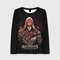 Женский лонгслив Assassins creed в красном капюшоне