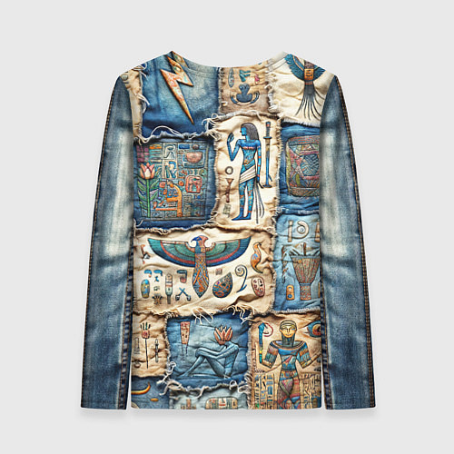Женский лонгслив Пэчворк из Египетских мотивов / 3D-принт – фото 2