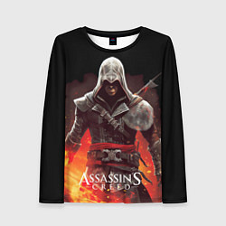 Женский лонгслив Assassins creed огненный фон вокруг