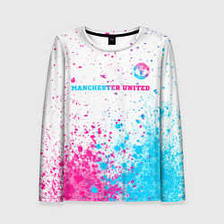 Лонгслив женский Manchester United neon gradient style посередине, цвет: 3D-принт