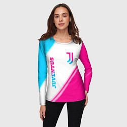 Лонгслив женский Juventus neon gradient style вертикально, цвет: 3D-принт — фото 2