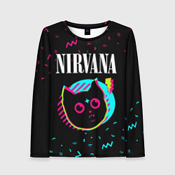 Женский лонгслив Nirvana - rock star cat