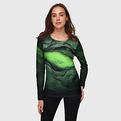 Лонгслив женский Разрез на зеленой абстракции, цвет: 3D-принт — фото 2