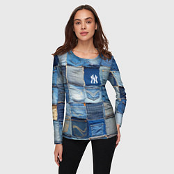 Лонгслив женский Patchwork - New York yankees baseball team, цвет: 3D-принт — фото 2