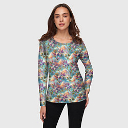 Лонгслив женский Объемная сирень паттерн, цвет: 3D-принт — фото 2