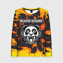 Лонгслив женский Breaking Benjamin рок панда и огонь, цвет: 3D-принт