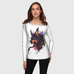 Лонгслив женский Демонический волк, цвет: 3D-принт — фото 2