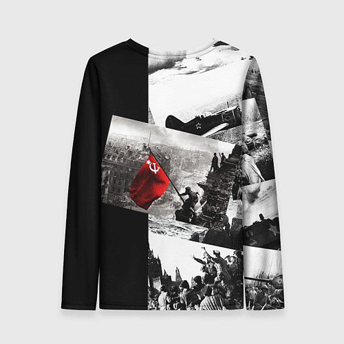Женский лонгслив День победы 9 мая коллаж из фронтовых моментов / 3D-принт – фото 2