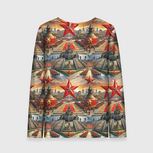 Женский лонгслив 9 мая золотой текст фон парад / 3D-принт – фото 2