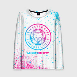 Женский лонгслив Leicester City neon gradient style