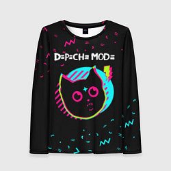 Лонгслив женский Depeche Mode - rock star cat, цвет: 3D-принт