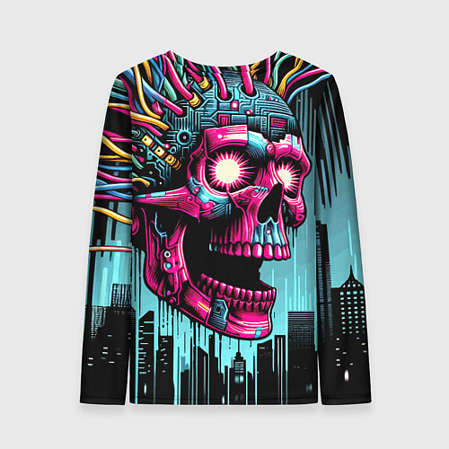 Женский лонгслив Cyber skull - ai art fantasy / 3D-принт – фото 2