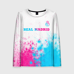Женский лонгслив Real Madrid neon gradient style посередине