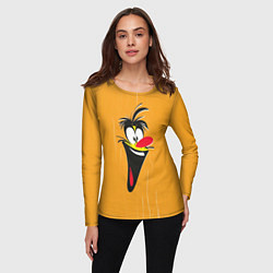 Лонгслив женский Смеющееся мультяшное лицо, цвет: 3D-принт — фото 2