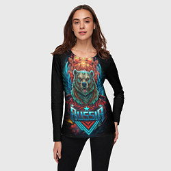 Лонгслив женский Суровый русский медведь, цвет: 3D-принт — фото 2