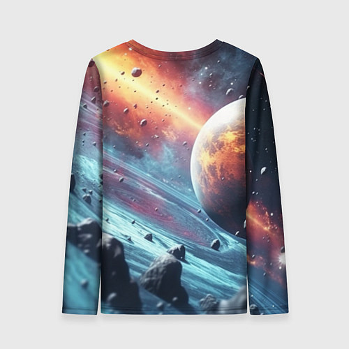 Женский лонгслив Объемный космос и планеты / 3D-принт – фото 2