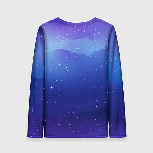 Женский лонгслив Синий космос и звезды / 3D-принт – фото 2
