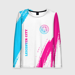 Лонгслив женский Leicester City neon gradient style вертикально, цвет: 3D-принт