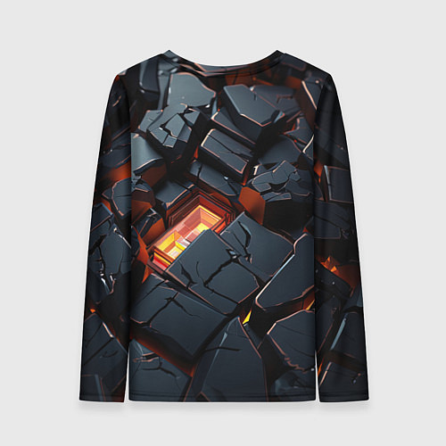 Женский лонгслив Черные камни с разломами / 3D-принт – фото 2