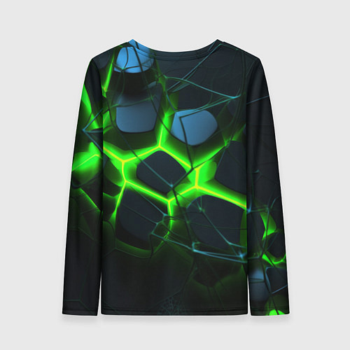 Женский лонгслив Зеленый неон и разлом плит / 3D-принт – фото 2
