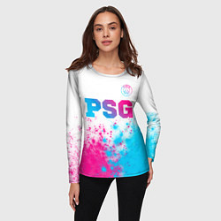 Лонгслив женский PSG neon gradient style посередине, цвет: 3D-принт — фото 2