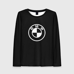 Лонгслив женский BMW белое лого, цвет: 3D-принт