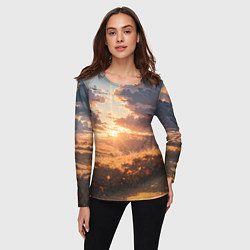 Лонгслив женский Вечерний закат - аниме, цвет: 3D-принт — фото 2