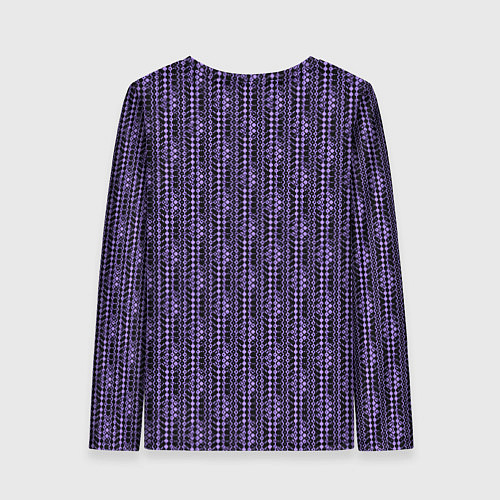 Женский лонгслив Чёрно-фиолетовый текстурированный узор / 3D-принт – фото 2