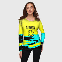 Лонгслив женский Nirvana краски кислотные, цвет: 3D-принт — фото 2