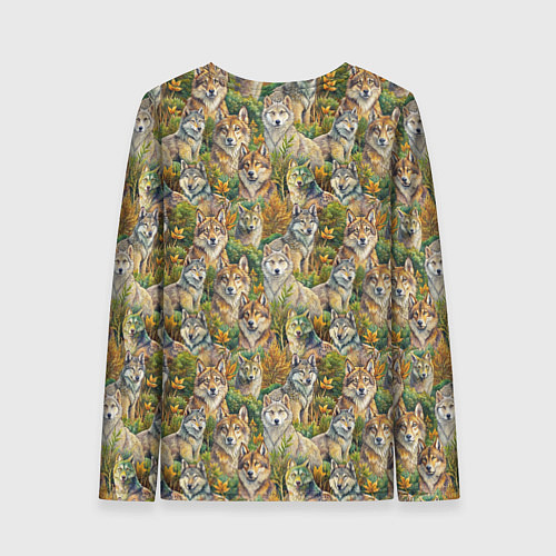 Женский лонгслив Паттерн волчьих морд / 3D-принт – фото 2