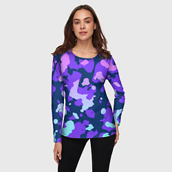 Лонгслив женский Паттерн с розовыми фиолетовыми и голубыми пятнами, цвет: 3D-принт — фото 2