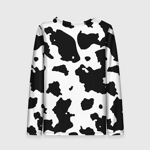 Женский лонгслив Черно белый коровий узор / 3D-принт – фото 2