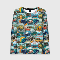 Лонгслив женский Adventure stickers, цвет: 3D-принт