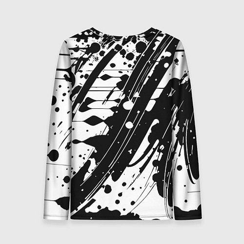 Женский лонгслив Чёрно белая абстракция - кляксы / 3D-принт – фото 2