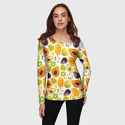 Лонгслив женский Экзотический фруктовый узор, цвет: 3D-принт — фото 2