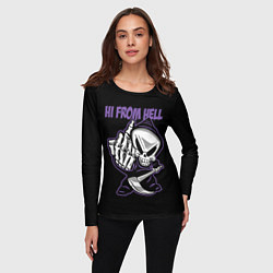 Лонгслив женский Привет из ада - смерть, цвет: 3D-принт — фото 2