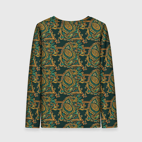 Женский лонгслив Орнамент зеленый пейсли / 3D-принт – фото 2