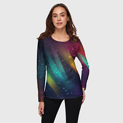 Лонгслив женский Неоновые цветные полосы, цвет: 3D-принт — фото 2