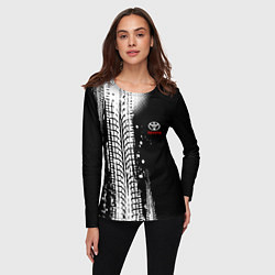 Лонгслив женский Тойота - следы от шин, цвет: 3D-принт — фото 2