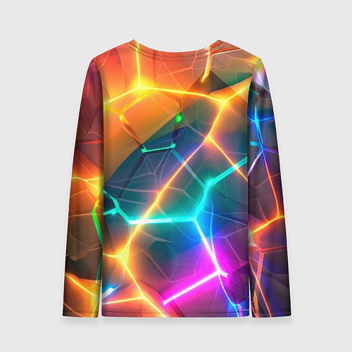 Женский лонгслив Яркий градиент в разломленных плитах с желтым свет / 3D-принт – фото 2