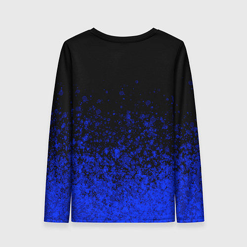 Женский лонгслив Чёрный и ультрамарин абстрактный / 3D-принт – фото 2