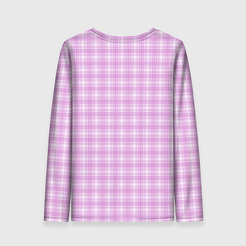Женский лонгслив Бело-розовый клетчатый / 3D-принт – фото 2