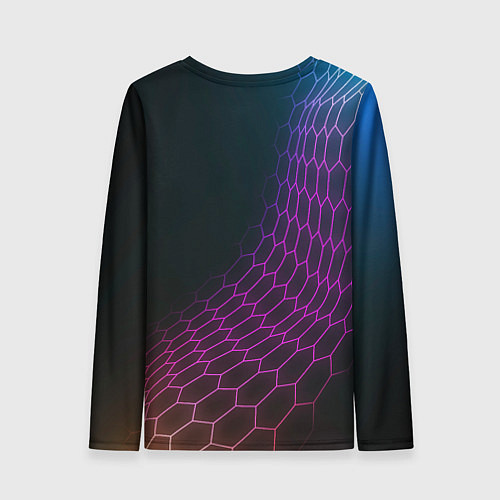 Женский лонгслив Tesla neon hexagon / 3D-принт – фото 2