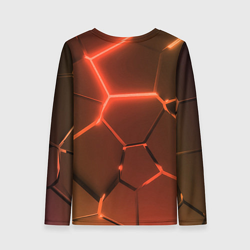 Женский лонгслив Оранжевые неоновые плиты в разломе / 3D-принт – фото 2