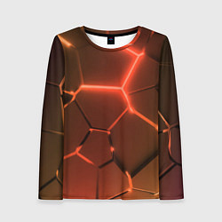 Женский лонгслив Оранжевые неоновые плиты в разломе