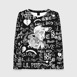 Женский лонгслив Lil Peep pattern автографы лого