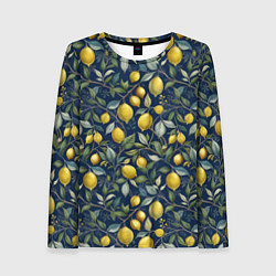 Женский лонгслив Лимоны на ветках паттерн